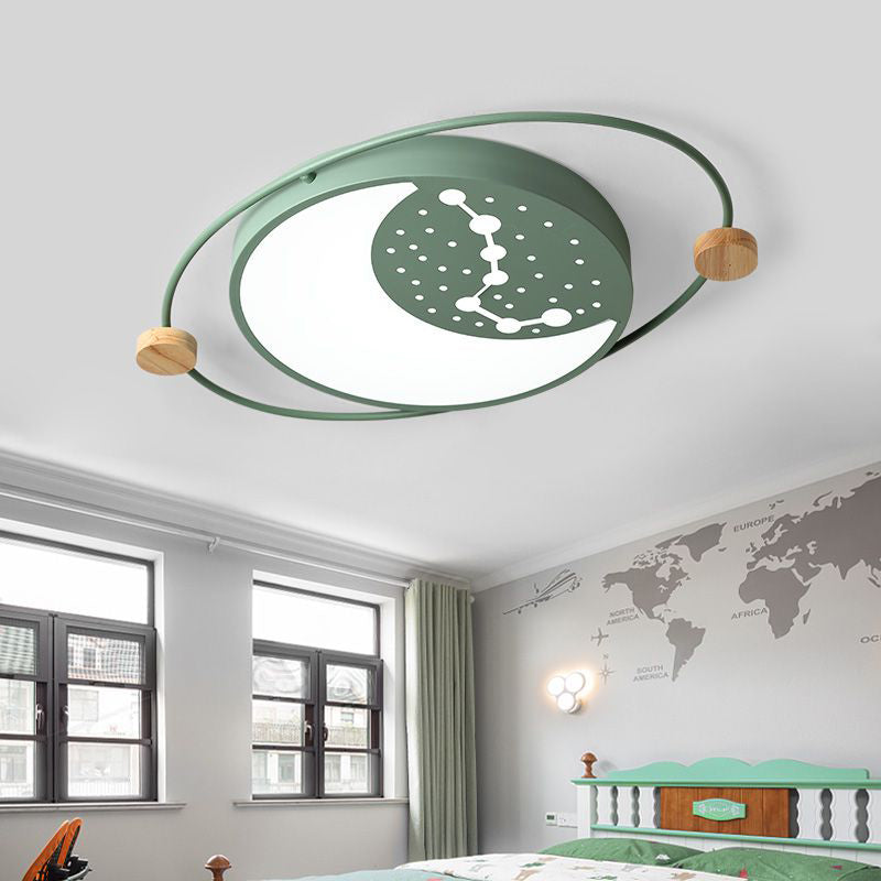 Planet Flushmount Lighting Creative Acrylic Led Gray/Green/White Ceiling Mounted Light with Star Pattern Clearhalo 'Ceiling Lights' 'Close To Ceiling Lights' 'Close to ceiling' 'Flush mount' Lighting' 812737