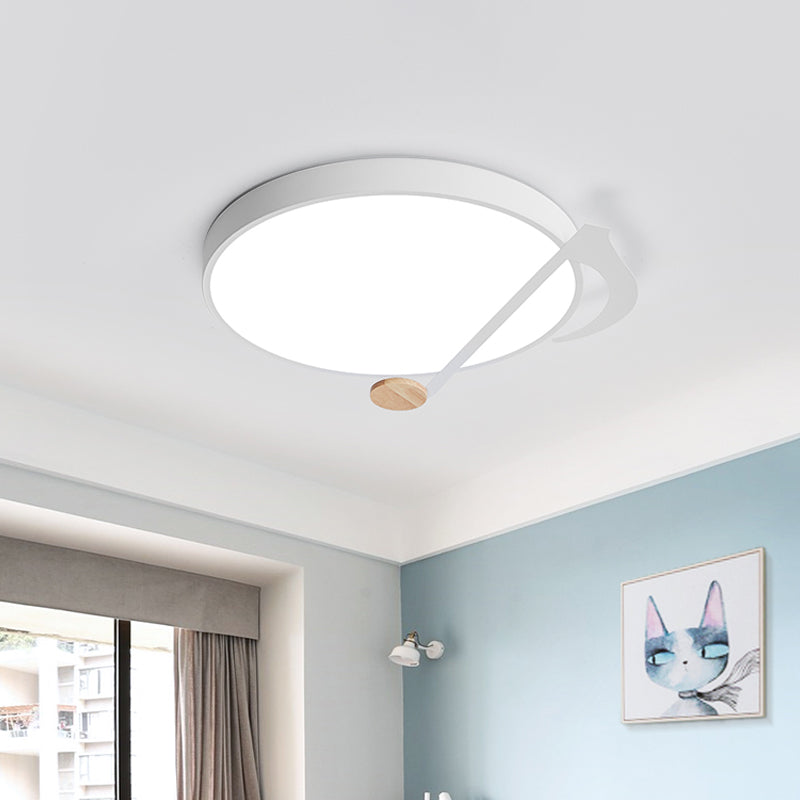 Modern Drum Close to Ceiling Lamp Acrylic Led Bedroom Flush Light Fixture in White/Gray/Green with Music Note Pattern Clearhalo 'Ceiling Lights' 'Close To Ceiling Lights' 'Close to ceiling' 'Flush mount' Lighting' 812741