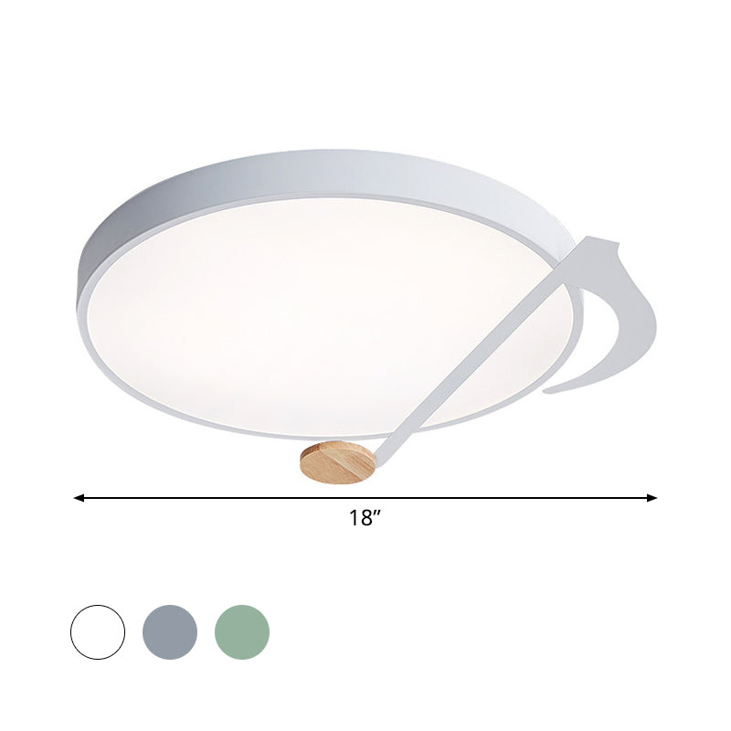 Modern Drum Close to Ceiling Lamp Acrylic Led Bedroom Flush Light Fixture in White/Gray/Green with Music Note Pattern Clearhalo 'Ceiling Lights' 'Close To Ceiling Lights' 'Close to ceiling' 'Flush mount' Lighting' 812743