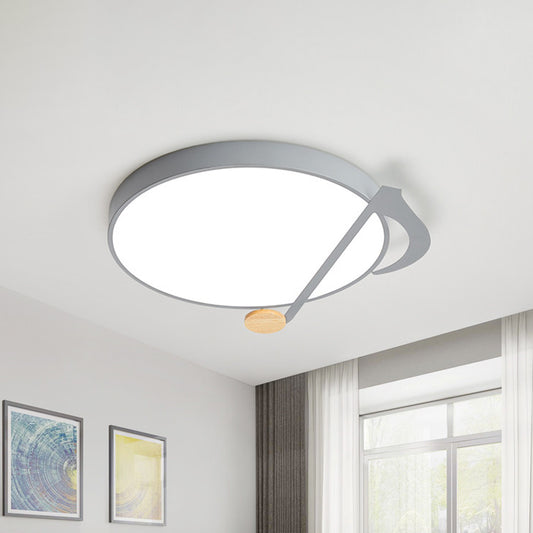 Modern Drum Close to Ceiling Lamp Acrylic Led Bedroom Flush Light Fixture in White/Gray/Green with Music Note Pattern Clearhalo 'Ceiling Lights' 'Close To Ceiling Lights' 'Close to ceiling' 'Flush mount' Lighting' 812745