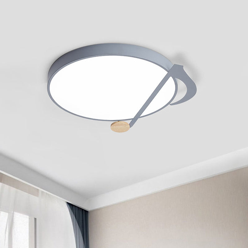 Modern Drum Close to Ceiling Lamp Acrylic Led Bedroom Flush Light Fixture in White/Gray/Green with Music Note Pattern Clearhalo 'Ceiling Lights' 'Close To Ceiling Lights' 'Close to ceiling' 'Flush mount' Lighting' 812746