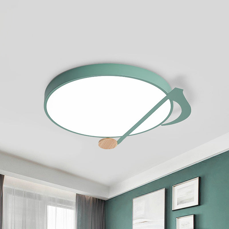 Modern Drum Close to Ceiling Lamp Acrylic Led Bedroom Flush Light Fixture in White/Gray/Green with Music Note Pattern Green Clearhalo 'Ceiling Lights' 'Close To Ceiling Lights' 'Close to ceiling' 'Flush mount' Lighting' 812748