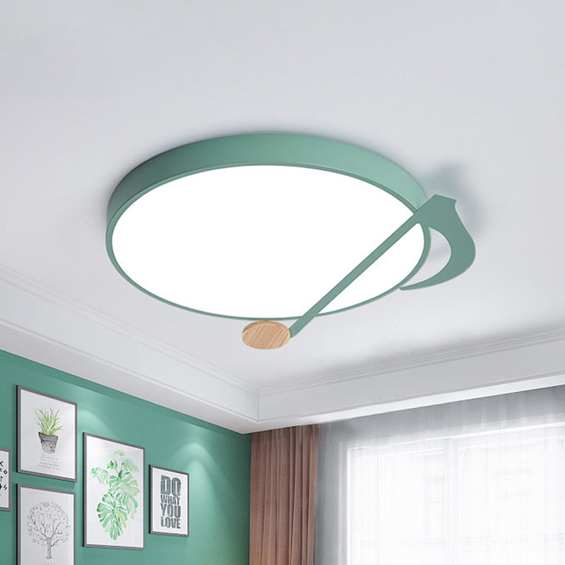 Modern Drum Close to Ceiling Lamp Acrylic Led Bedroom Flush Light Fixture in White/Gray/Green with Music Note Pattern Clearhalo 'Ceiling Lights' 'Close To Ceiling Lights' 'Close to ceiling' 'Flush mount' Lighting' 812749