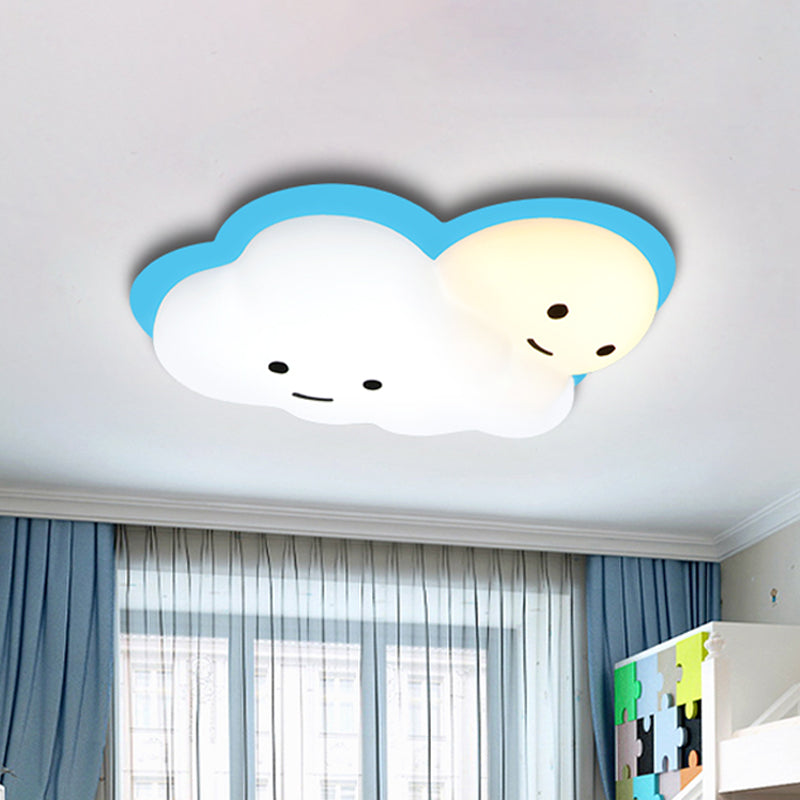 Pink/Blue Cloud Flush Ceiling Light Cartoon Acrylic LED Flush Mount Light Fixture for Kids Bedroom Blue Clearhalo 'Ceiling Lights' 'Close To Ceiling Lights' 'Close to ceiling' 'Flush mount' Lighting' 812760