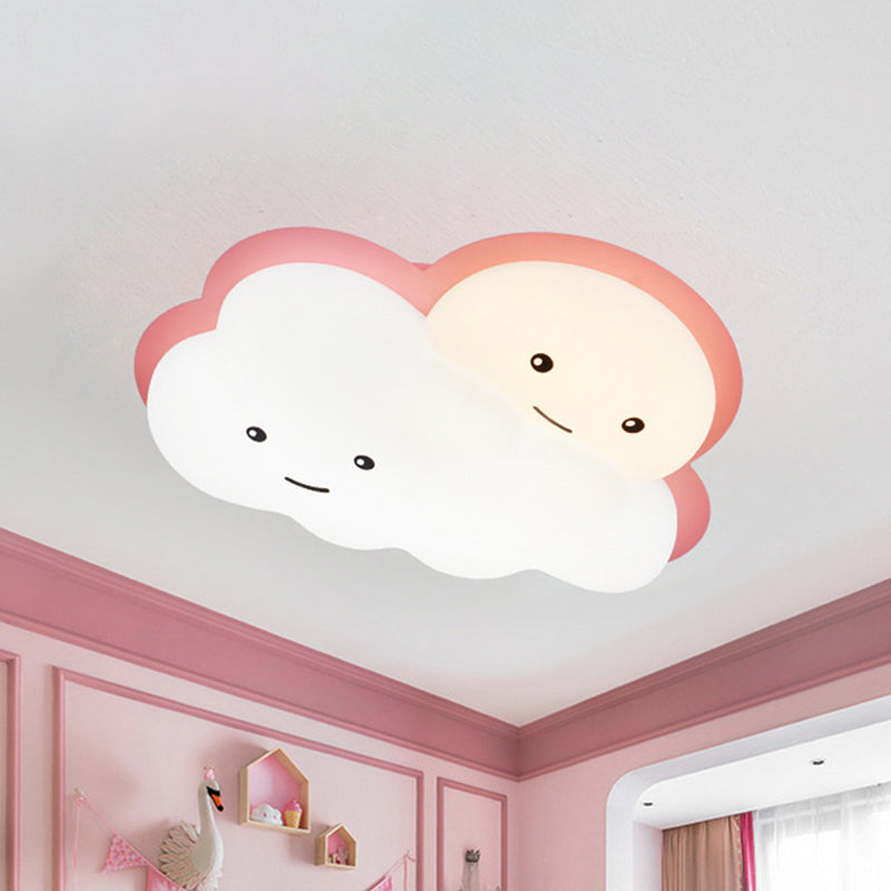 Pink/Blue Cloud Flush Ceiling Light Cartoon Acrylic LED Flush Mount Light Fixture for Kids Bedroom Pink Clearhalo 'Ceiling Lights' 'Close To Ceiling Lights' 'Close to ceiling' 'Flush mount' Lighting' 812764