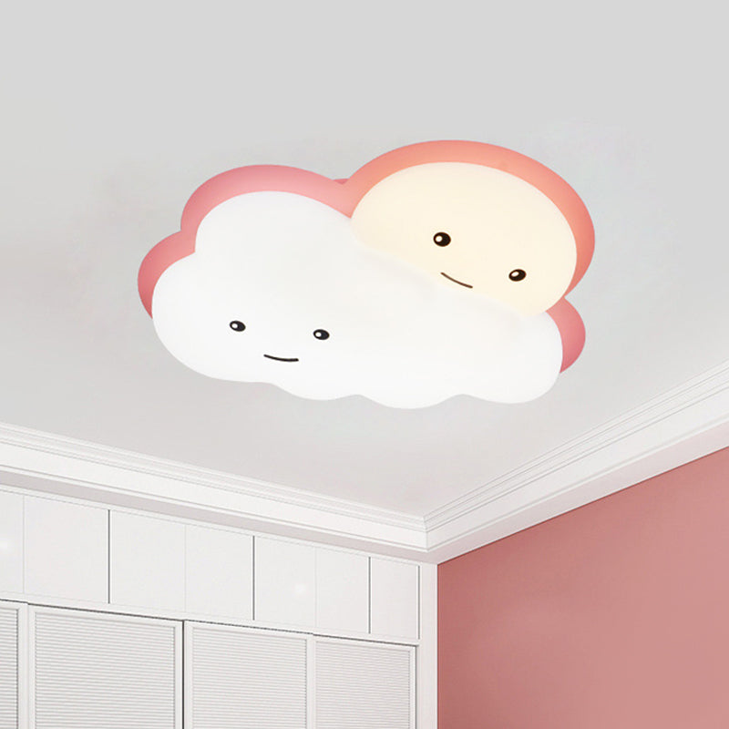 Pink/Blue Cloud Flush Ceiling Light Cartoon Acrylic LED Flush Mount Light Fixture for Kids Bedroom Clearhalo 'Ceiling Lights' 'Close To Ceiling Lights' 'Close to ceiling' 'Flush mount' Lighting' 812765