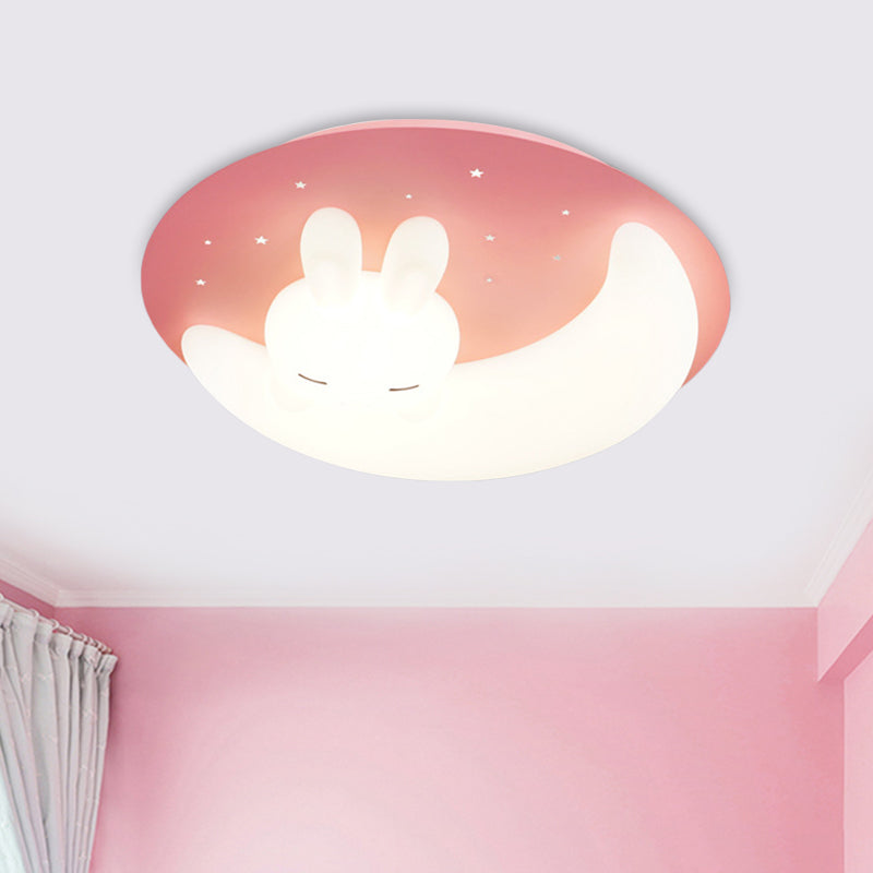 Cartoon LED Ceiling Flush Mount Pink/Blue Moon and Rabbit/Rabbit Flushmount Lighting with Acrylic Shade for Baby Room Clearhalo 'Ceiling Lights' 'Close To Ceiling Lights' 'Close to ceiling' 'Flush mount' Lighting' 812790