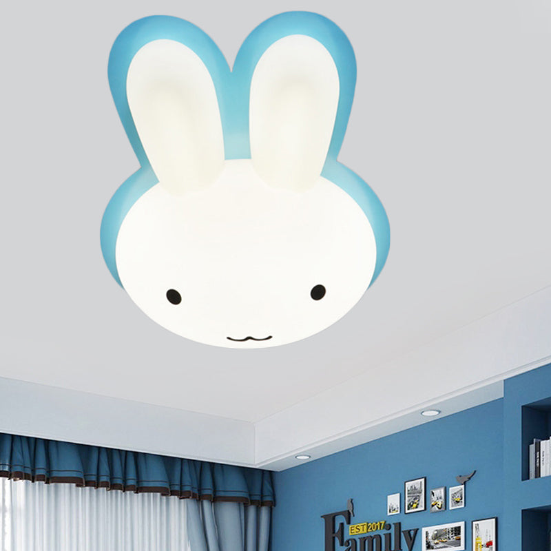 Cartoon LED Ceiling Flush Mount Pink/Blue Moon and Rabbit/Rabbit Flushmount Lighting with Acrylic Shade for Baby Room Blue Rabbit Clearhalo 'Ceiling Lights' 'Close To Ceiling Lights' 'Close to ceiling' 'Flush mount' Lighting' 812792