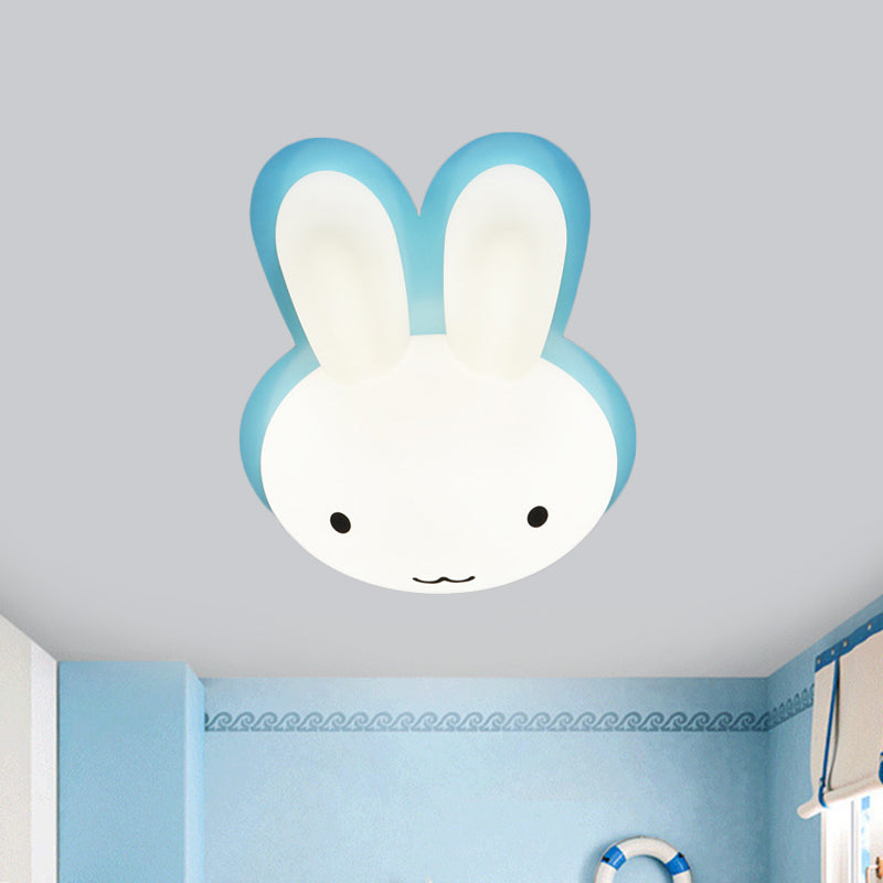 Cartoon LED Ceiling Flush Mount Pink/Blue Moon and Rabbit/Rabbit Flushmount Lighting with Acrylic Shade for Baby Room Clearhalo 'Ceiling Lights' 'Close To Ceiling Lights' 'Close to ceiling' 'Flush mount' Lighting' 812793