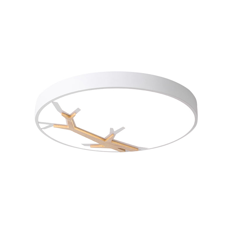 Nordic Round Iron Flushmount LED Ceiling Lighting with Withered Branch Pattern in Grey/White/Blue-Wood Clearhalo 'Ceiling Lights' 'Close To Ceiling Lights' 'Close to ceiling' 'Flush mount' Lighting' 812802