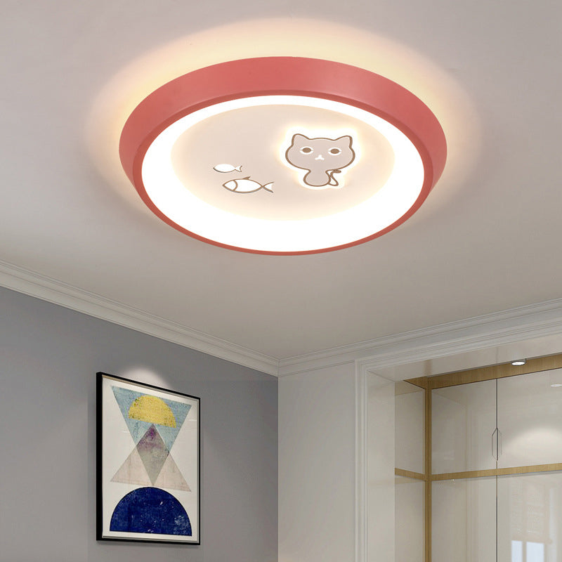 Ultrathin Ceiling Flush Light Cartoon Acrylic Kids Bedroom LED Flush Mounted Lamp in White with Flower/Moon/Fish Pattern Clearhalo 'Ceiling Lights' 'Close To Ceiling Lights' 'Close to ceiling' 'Flush mount' Lighting' 812834