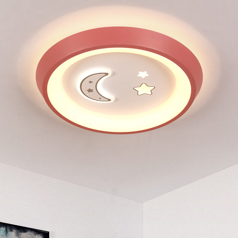 Ultrathin Ceiling Flush Light Cartoon Acrylic Kids Bedroom LED Flush Mounted Lamp in White with Flower/Moon/Fish Pattern White Moon Clearhalo 'Ceiling Lights' 'Close To Ceiling Lights' 'Close to ceiling' 'Flush mount' Lighting' 812837