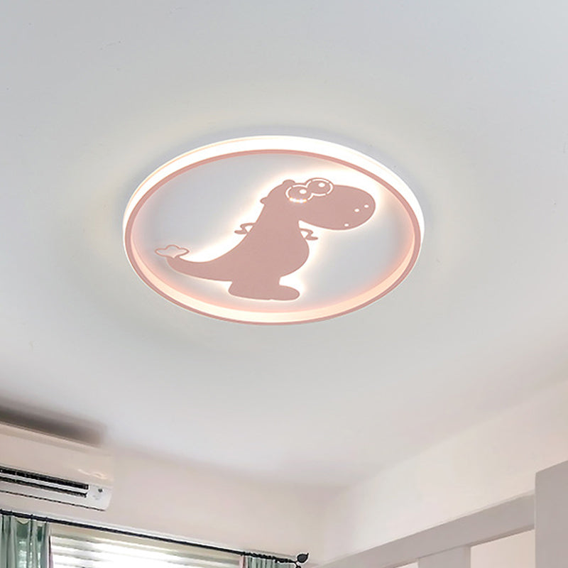 Cartoon LED Flush Mount Lighting Pink/Blue Dinosaur/Carousel Super Thin Ceiling Fixture with Acrylic Shade Clearhalo 'Ceiling Lights' 'Close To Ceiling Lights' 'Close to ceiling' 'Flush mount' Lighting' 812858