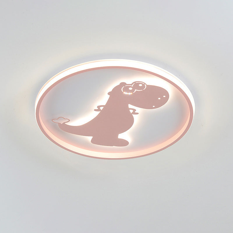 Cartoon LED Flush Mount Lighting Pink/Blue Dinosaur/Carousel Super Thin Ceiling Fixture with Acrylic Shade Clearhalo 'Ceiling Lights' 'Close To Ceiling Lights' 'Close to ceiling' 'Flush mount' Lighting' 812860