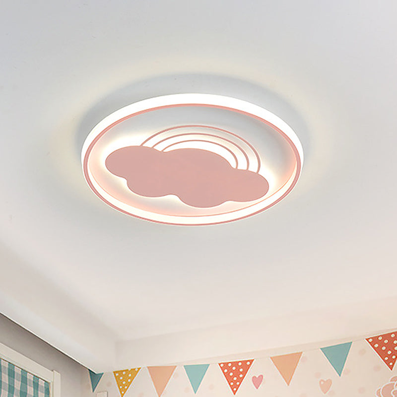 Rainbow Extra Thin Iron Ceiling Lamp Cartoon Pink/Blue LED Flush Mount Light Fixture for Kindergarten Clearhalo 'Ceiling Lights' 'Close To Ceiling Lights' 'Close to ceiling' 'Flush mount' Lighting' 812874