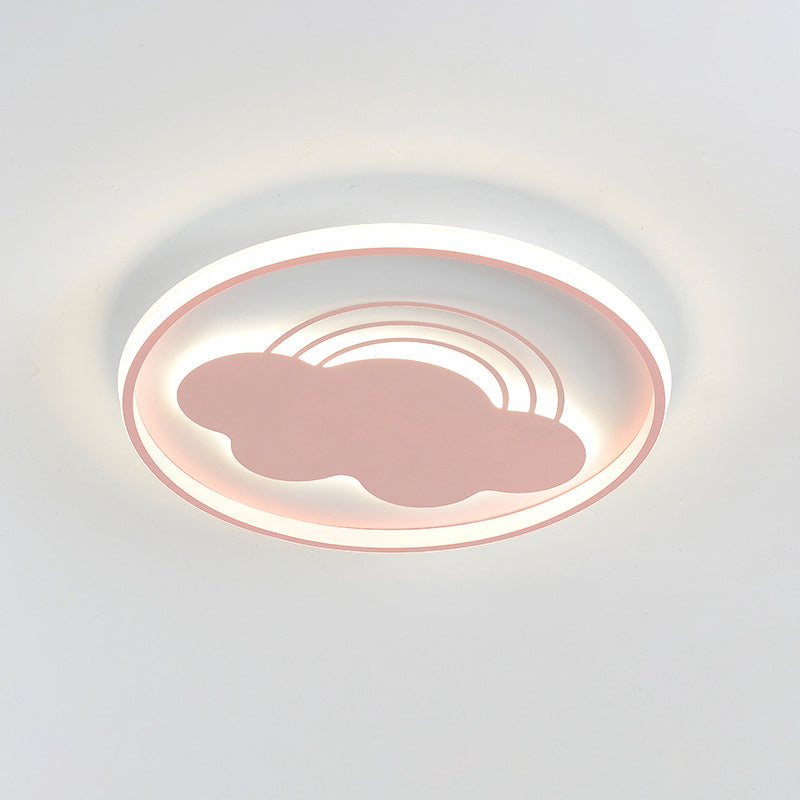 Rainbow Extra Thin Iron Ceiling Lamp Cartoon Pink/Blue LED Flush Mount Light Fixture for Kindergarten Clearhalo 'Ceiling Lights' 'Close To Ceiling Lights' 'Close to ceiling' 'Flush mount' Lighting' 812876