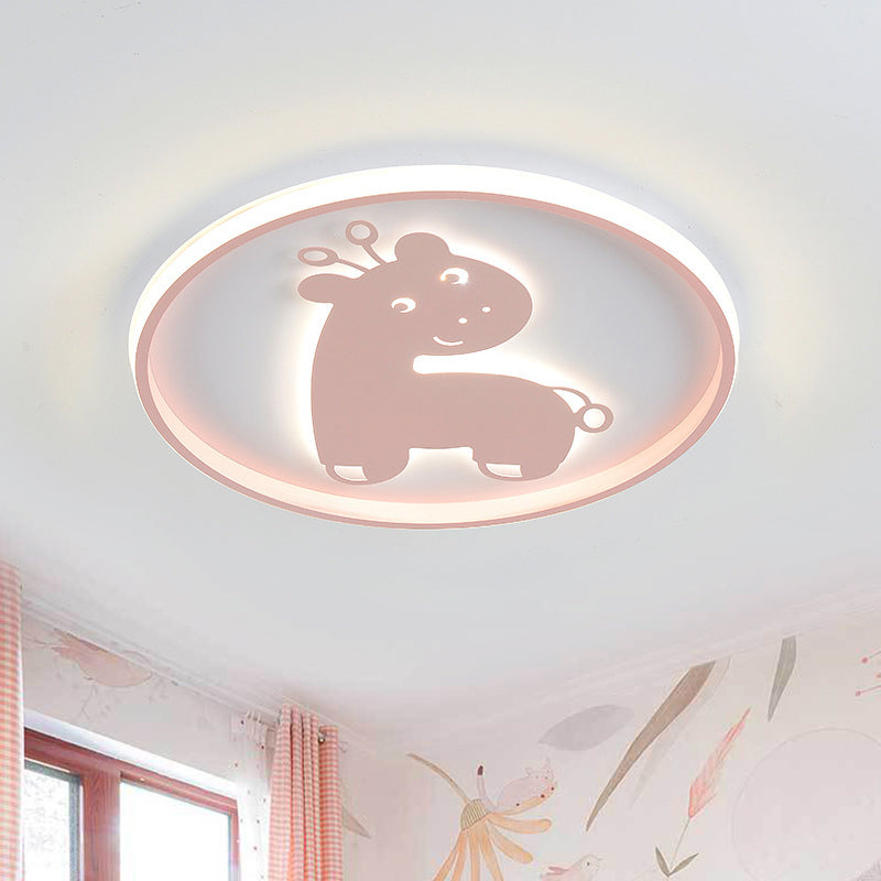 Acrylic Fish/Giraffe Ceiling Flush Light Cartoon Pink/Blue Integrated LED Flushmount Lamp for Nursery Clearhalo 'Ceiling Lights' 'Close To Ceiling Lights' 'Close to ceiling' 'Flush mount' Lighting' 812914