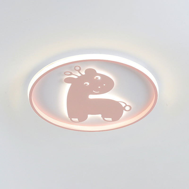 Acrylic Fish/Giraffe Ceiling Flush Light Cartoon Pink/Blue Integrated LED Flushmount Lamp for Nursery Clearhalo 'Ceiling Lights' 'Close To Ceiling Lights' 'Close to ceiling' 'Flush mount' Lighting' 812916