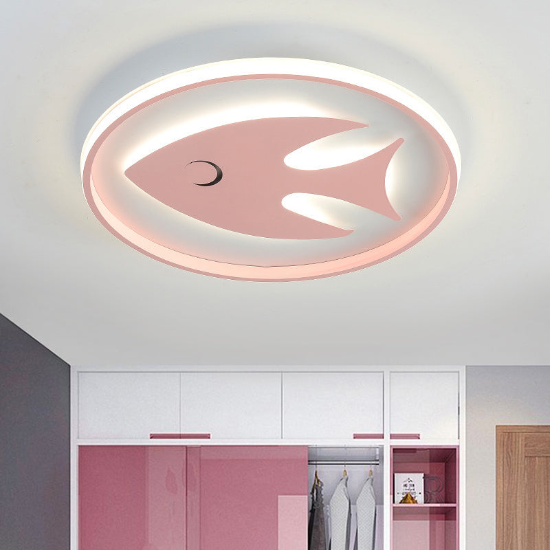 Acrylic Fish/Giraffe Ceiling Flush Light Cartoon Pink/Blue Integrated LED Flushmount Lamp for Nursery Pink Fish Clearhalo 'Ceiling Lights' 'Close To Ceiling Lights' 'Close to ceiling' 'Flush mount' Lighting' 812921