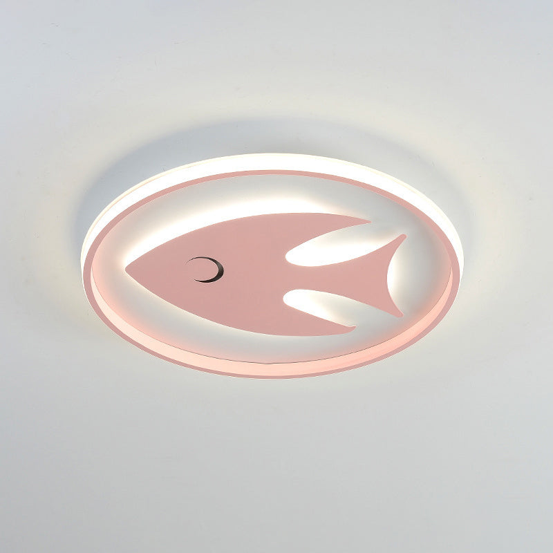 Acrylic Fish/Giraffe Ceiling Flush Light Cartoon Pink/Blue Integrated LED Flushmount Lamp for Nursery Clearhalo 'Ceiling Lights' 'Close To Ceiling Lights' 'Close to ceiling' 'Flush mount' Lighting' 812924