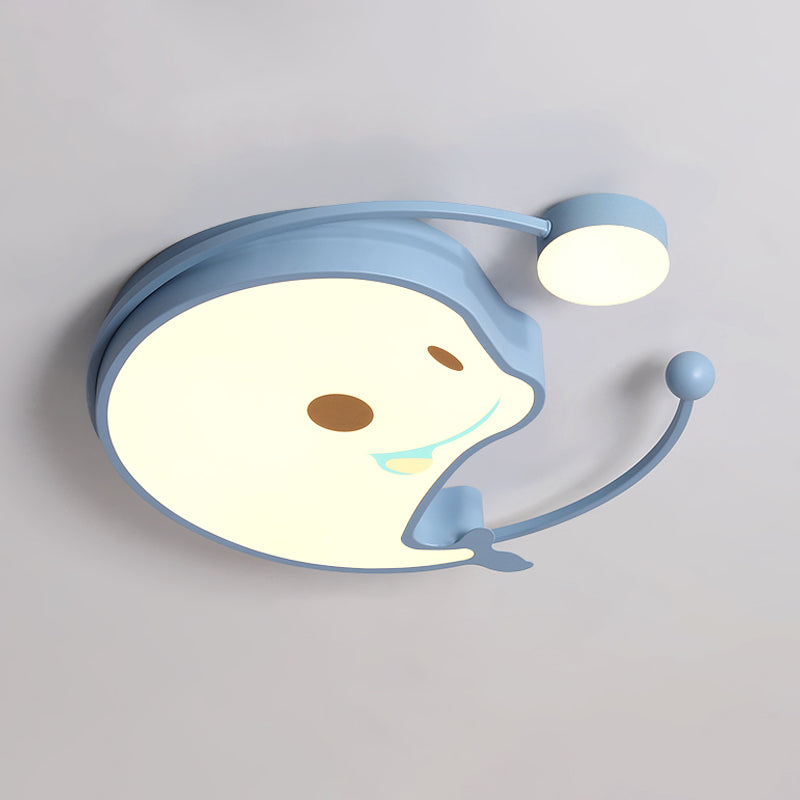 Dolphin Baby Room LED Flush Mount Acrylic Cartoon Close to Ceiling Lighting in Pink/White/Blue Clearhalo 'Ceiling Lights' 'Close To Ceiling Lights' 'Close to ceiling' 'Flush mount' Lighting' 812927