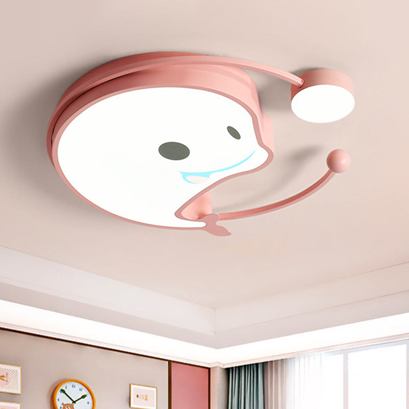 Dolphin Baby Room LED Flush Mount Acrylic Cartoon Close to Ceiling Lighting in Pink/White/Blue Pink Clearhalo 'Ceiling Lights' 'Close To Ceiling Lights' 'Close to ceiling' 'Flush mount' Lighting' 812929