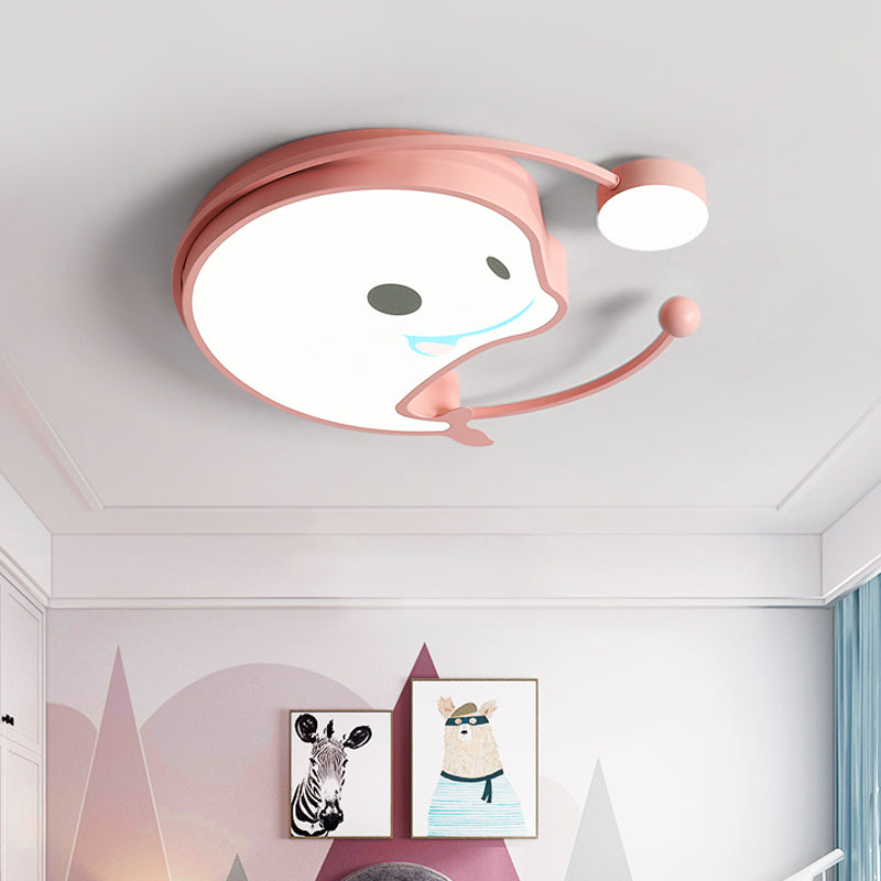 Dolphin Baby Room LED Flush Mount Acrylic Cartoon Close to Ceiling Lighting in Pink/White/Blue Clearhalo 'Ceiling Lights' 'Close To Ceiling Lights' 'Close to ceiling' 'Flush mount' Lighting' 812931