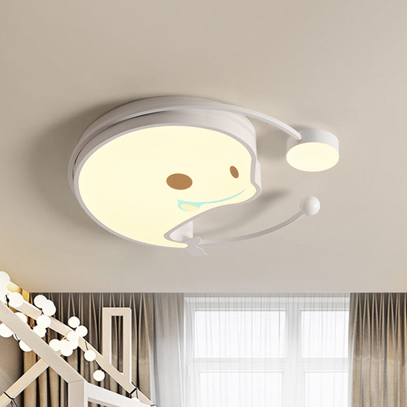 Dolphin Baby Room LED Flush Mount Acrylic Cartoon Close to Ceiling Lighting in Pink/White/Blue Clearhalo 'Ceiling Lights' 'Close To Ceiling Lights' 'Close to ceiling' 'Flush mount' Lighting' 812934