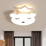 Sleeping Bear Prince Acrylic Ceiling Flush Cartoon Pink/White LED Flushmount Lighting in Warm/White Light White Clearhalo 'Ceiling Lights' 'Close To Ceiling Lights' 'Close to ceiling' 'Flush mount' Lighting' 812945