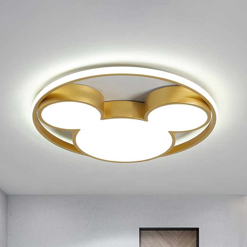 Gold Cartoon Mouse Ceiling Light Kids Acrylic LED Flush Mount Lighting Fixture in Warm/White Light Gold Clearhalo 'Ceiling Lights' 'Close To Ceiling Lights' 'Close to ceiling' 'Flush mount' Lighting' 812949