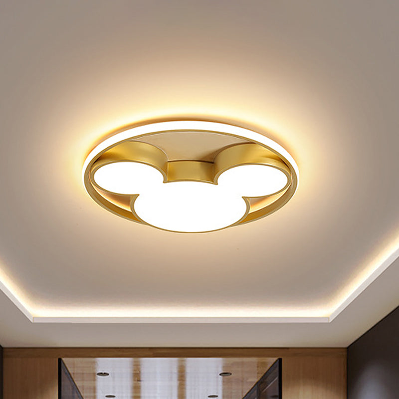 Gold Cartoon Mouse Ceiling Light Kids Acrylic LED Flush Mount Lighting Fixture in Warm/White Light Clearhalo 'Ceiling Lights' 'Close To Ceiling Lights' 'Close to ceiling' 'Flush mount' Lighting' 812950