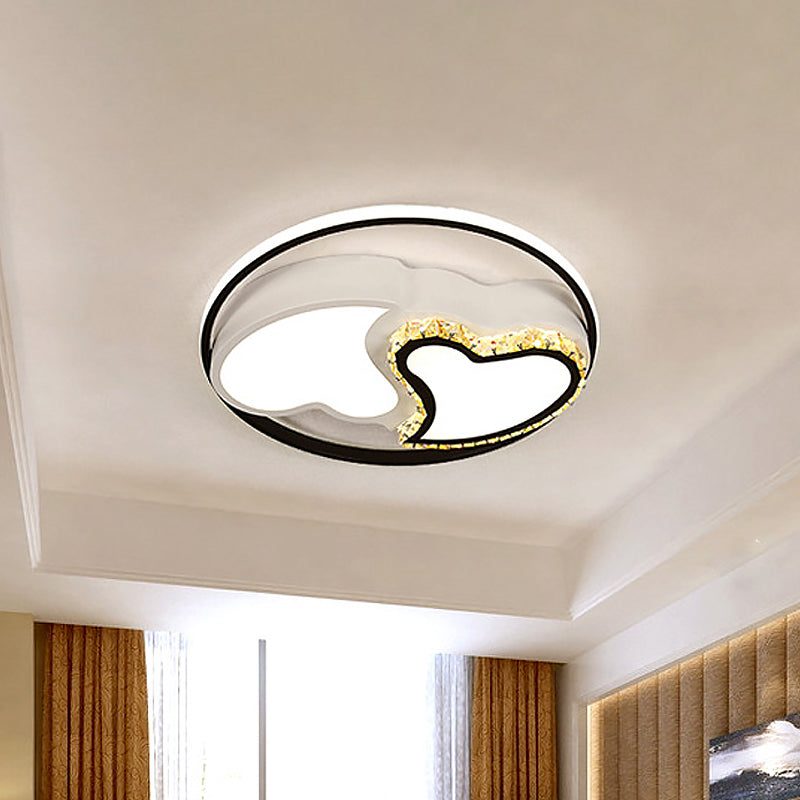 Kids Square/Star/Loving Heart Flushmount Acrylic Bedroom LED Flush Mount Ceiling Light in Black-White with Embedded Crystal Accent Clearhalo 'Ceiling Lights' 'Close To Ceiling Lights' 'Close to ceiling' 'Flush mount' Lighting' 812966