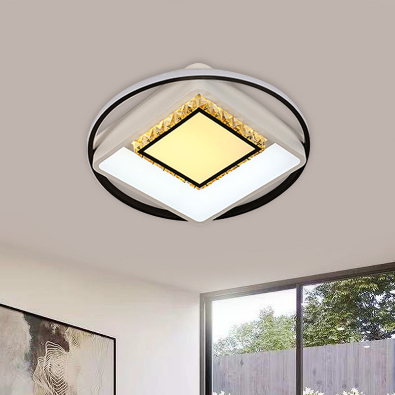 Kids Square/Star/Loving Heart Flushmount Acrylic Bedroom LED Flush Mount Ceiling Light in Black-White with Embedded Crystal Accent Clearhalo 'Ceiling Lights' 'Close To Ceiling Lights' 'Close to ceiling' 'Flush mount' Lighting' 812970