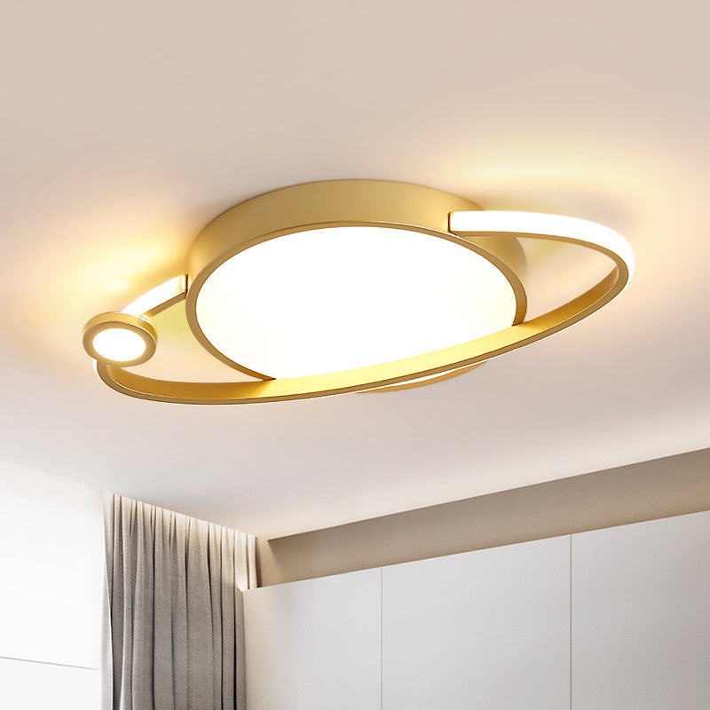 Kids Orbit Aluminum Flush Light LED Flush Mounted Ceiling Light in Gold, Warm/White Light Gold Clearhalo 'Ceiling Lights' 'Close To Ceiling Lights' 'Close to ceiling' 'Flush mount' Lighting' 812973