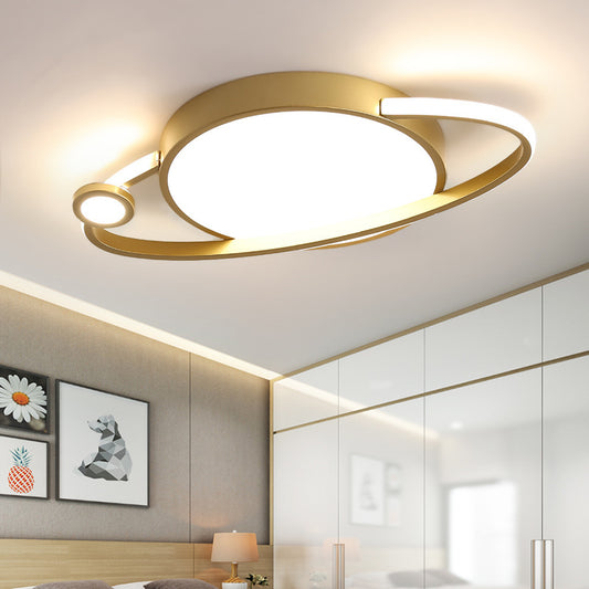 Kids Orbit Aluminum Flush Light LED Flush Mounted Ceiling Light in Gold, Warm/White Light Clearhalo 'Ceiling Lights' 'Close To Ceiling Lights' 'Close to ceiling' 'Flush mount' Lighting' 812974