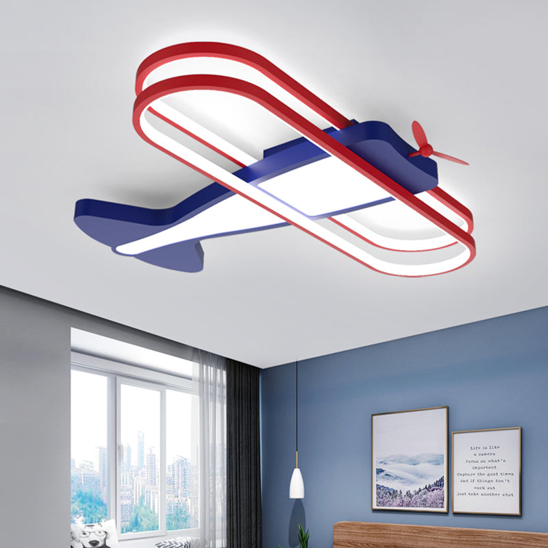 Aluminum Airplane Flush Ceiling Light Cartoon Dark Blue LED Flush Mount Lighting Fixture Dark Blue Clearhalo 'Ceiling Lights' 'Close To Ceiling Lights' 'Close to ceiling' 'Flush mount' Lighting' 812985