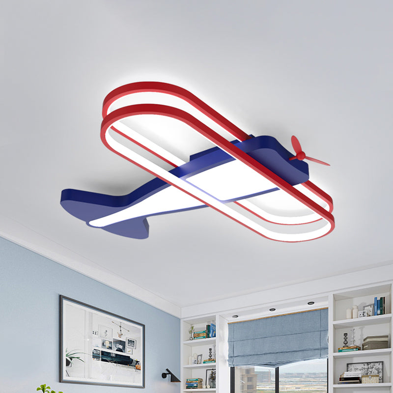 Aluminum Airplane Flush Ceiling Light Cartoon Dark Blue LED Flush Mount Lighting Fixture Clearhalo 'Ceiling Lights' 'Close To Ceiling Lights' 'Close to ceiling' 'Flush mount' Lighting' 812986