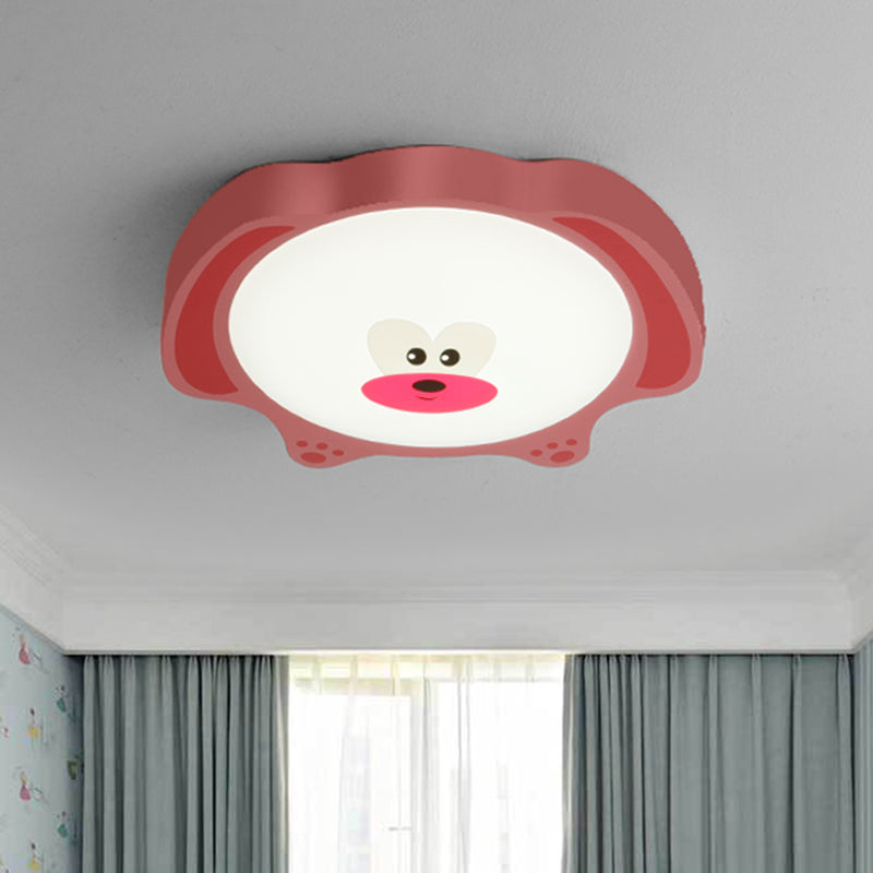 Cartoon Bear Acrylic Ceiling Fixture LED Flush Mount Recessed Lighting in Blue/Pink for Kids Room Pink Clearhalo 'Ceiling Lights' 'Close To Ceiling Lights' 'Close to ceiling' 'Flush mount' Lighting' 812997