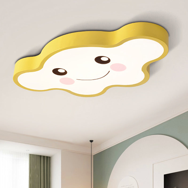 Kids Bedroom LED Ceiling Light Cartoon White/Pink/Blue Flush Mount Fixture with Smile/Dog Acrylic Shade Yellow Smile Clearhalo 'Ceiling Lights' 'Close To Ceiling Lights' 'Close to ceiling' 'Flush mount' Lighting' 813005