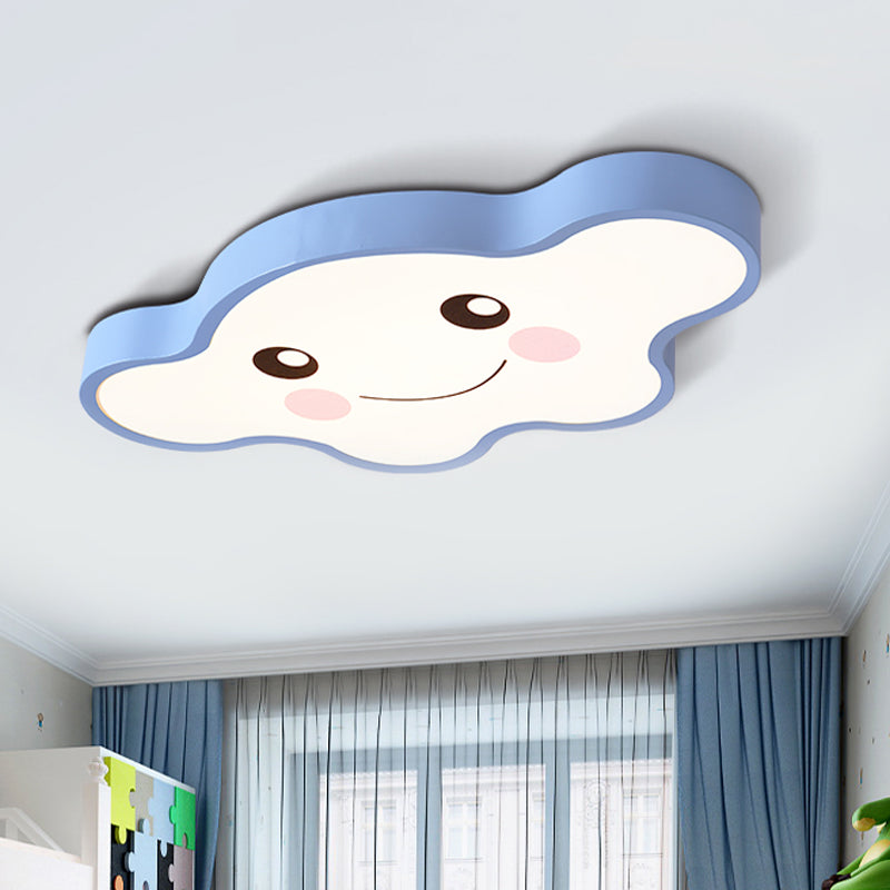 Kids Bedroom LED Ceiling Light Cartoon White/Pink/Blue Flush Mount Fixture with Smile/Dog Acrylic Shade Blue Smile Clearhalo 'Ceiling Lights' 'Close To Ceiling Lights' 'Close to ceiling' 'Flush mount' Lighting' 813009