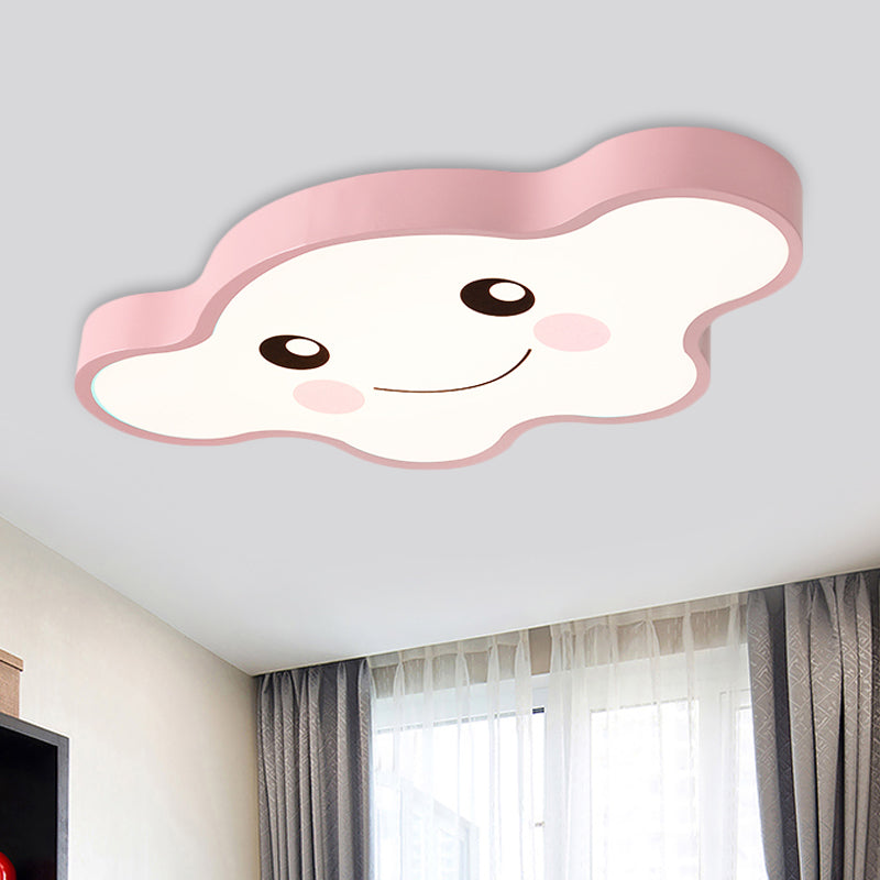 Kids Bedroom LED Ceiling Light Cartoon White/Pink/Blue Flush Mount Fixture with Smile/Dog Acrylic Shade Pink Smile Clearhalo 'Ceiling Lights' 'Close To Ceiling Lights' 'Close to ceiling' 'Flush mount' Lighting' 813013