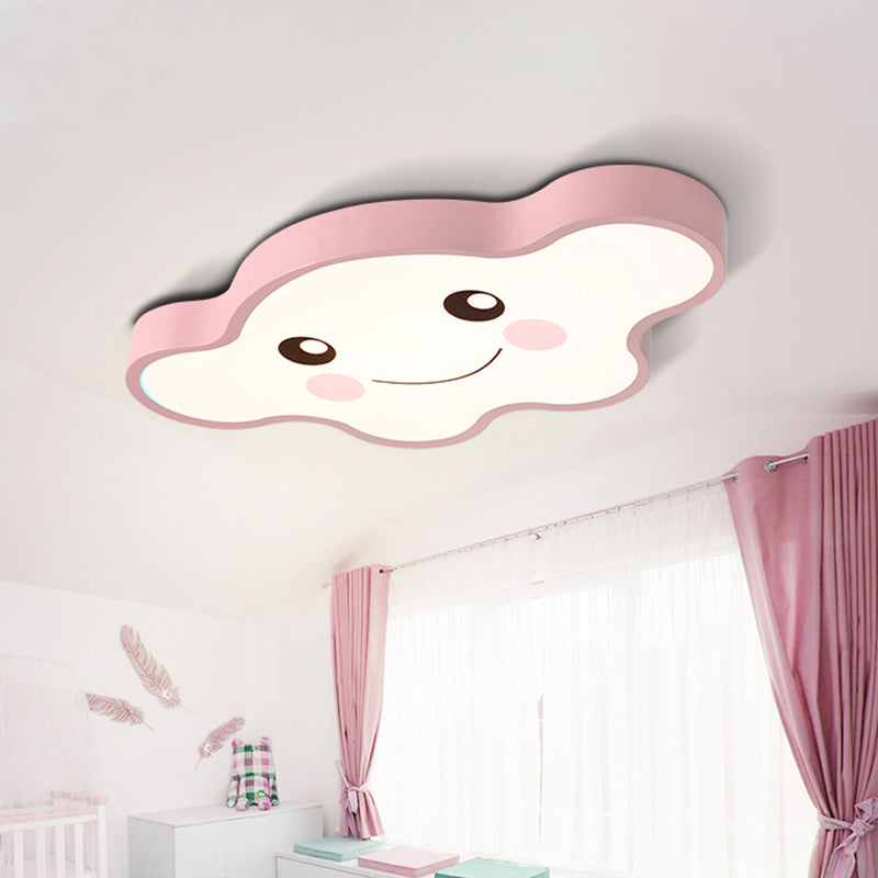 Kids Bedroom LED Ceiling Light Cartoon White/Pink/Blue Flush Mount Fixture with Smile/Dog Acrylic Shade Clearhalo 'Ceiling Lights' 'Close To Ceiling Lights' 'Close to ceiling' 'Flush mount' Lighting' 813014