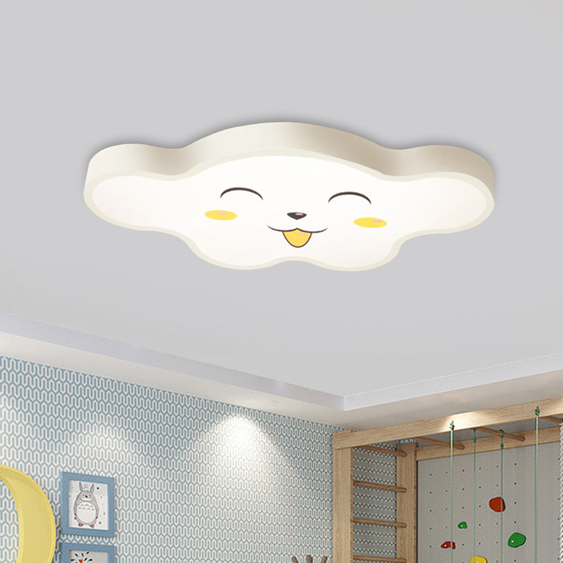 Kids Bedroom LED Ceiling Light Cartoon White/Pink/Blue Flush Mount Fixture with Smile/Dog Acrylic Shade Clearhalo 'Ceiling Lights' 'Close To Ceiling Lights' 'Close to ceiling' 'Flush mount' Lighting' 813018