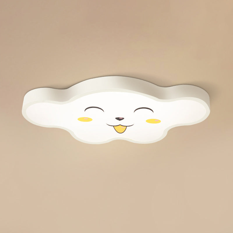 Kids Bedroom LED Ceiling Light Cartoon White/Pink/Blue Flush Mount Fixture with Smile/Dog Acrylic Shade Clearhalo 'Ceiling Lights' 'Close To Ceiling Lights' 'Close to ceiling' 'Flush mount' Lighting' 813020