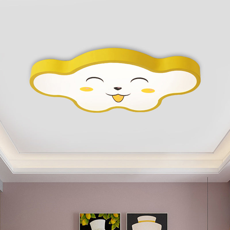 Kids Bedroom LED Ceiling Light Cartoon White/Pink/Blue Flush Mount Fixture with Smile/Dog Acrylic Shade Clearhalo 'Ceiling Lights' 'Close To Ceiling Lights' 'Close to ceiling' 'Flush mount' Lighting' 813022