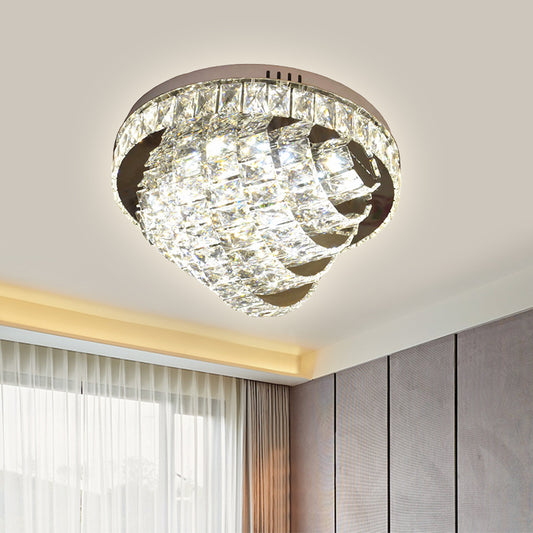 18"/22" W LED Flushmount Lighting Simple Style Tiered Faceted Crystal Close to Ceiling Lamp in Chrome Clearhalo 'Ceiling Lights' 'Close To Ceiling Lights' 'Close to ceiling' 'Flush mount' Lighting' 813038