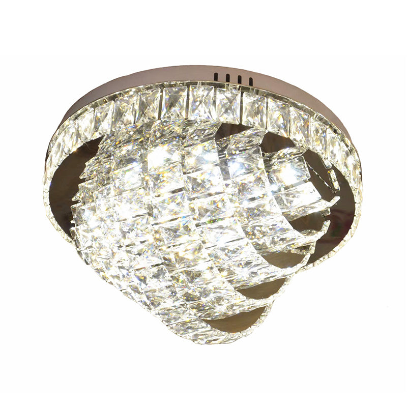 18"/22" W LED Flushmount Lighting Simple Style Tiered Faceted Crystal Close to Ceiling Lamp in Chrome Clearhalo 'Ceiling Lights' 'Close To Ceiling Lights' 'Close to ceiling' 'Flush mount' Lighting' 813039