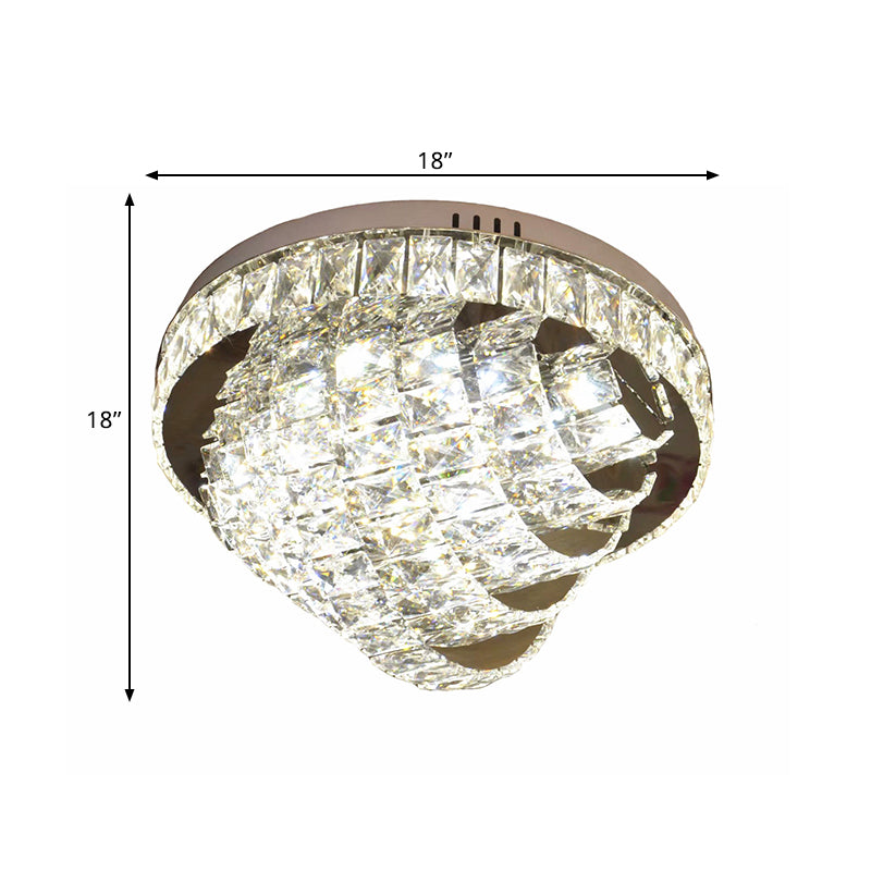 18"/22" W LED Flushmount Lighting Simple Style Tiered Faceted Crystal Close to Ceiling Lamp in Chrome Clearhalo 'Ceiling Lights' 'Close To Ceiling Lights' 'Close to ceiling' 'Flush mount' Lighting' 813040