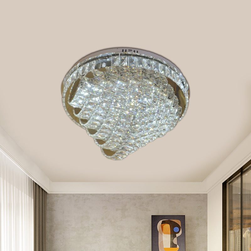 18"/22" W LED Flushmount Lighting Simple Style Tiered Faceted Crystal Close to Ceiling Lamp in Chrome Clearhalo 'Ceiling Lights' 'Close To Ceiling Lights' 'Close to ceiling' 'Flush mount' Lighting' 813042