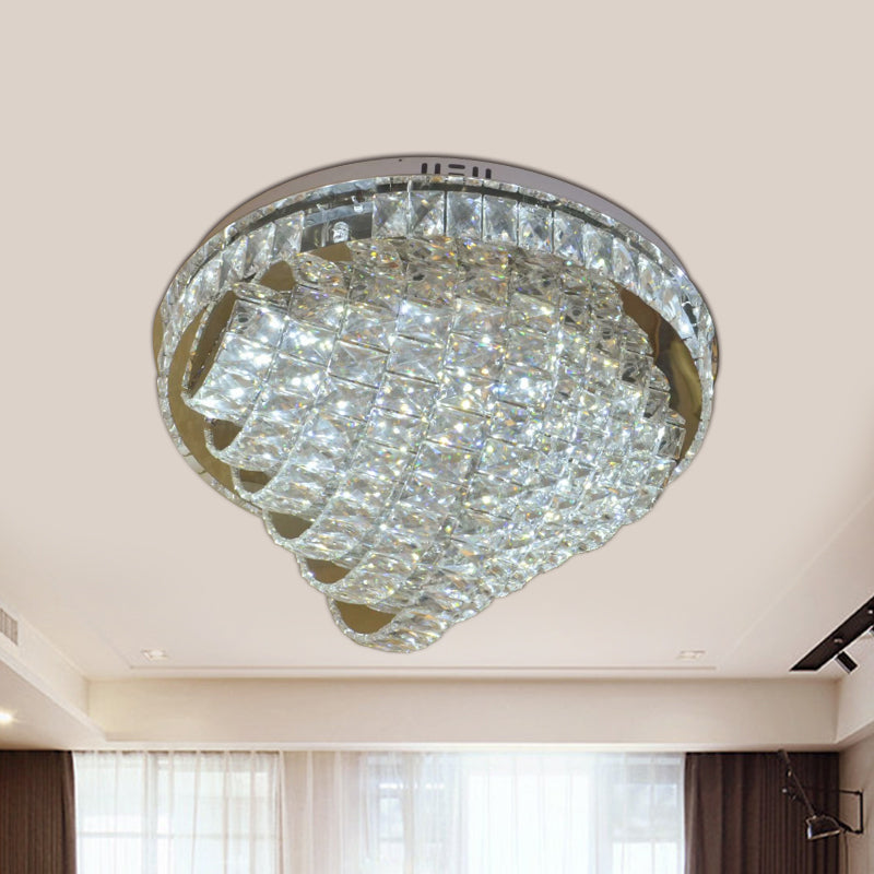 18"/22" W LED Flushmount Lighting Simple Style Tiered Faceted Crystal Close to Ceiling Lamp in Chrome Clearhalo 'Ceiling Lights' 'Close To Ceiling Lights' 'Close to ceiling' 'Flush mount' Lighting' 813043